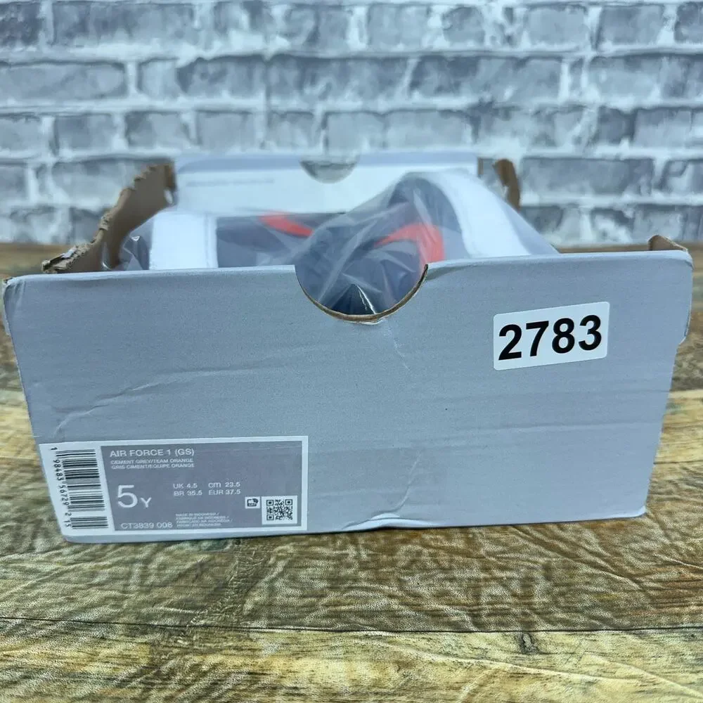 Nike Air Force 1 Cement Grey Team Orange White CT3839 008 GS Youth Size 5.5Y New